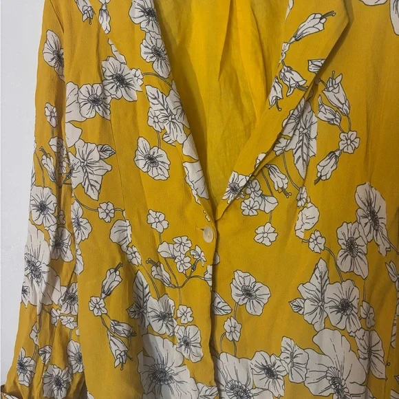 Cleobella Anthropologie Yellow Floral Viscose Blouse Button Front Women’s Size S - Picture 5 of 10